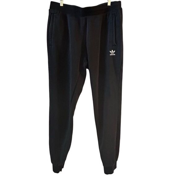 Adidas Men's XL Black Jogger Pants Slim Fit with Trefoil Logo - Picture 1 of 10